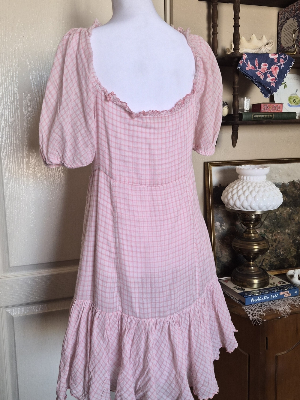 Loveshackfancy Cotton Pink Gingham Cottagecore Dress - Picture 2 of 8